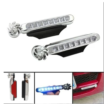 

2PCS Wind LED light Wind Powered 8 LED Car DRL Daytime Running Light Fog Warning Auto Head Lamp Wind LED light