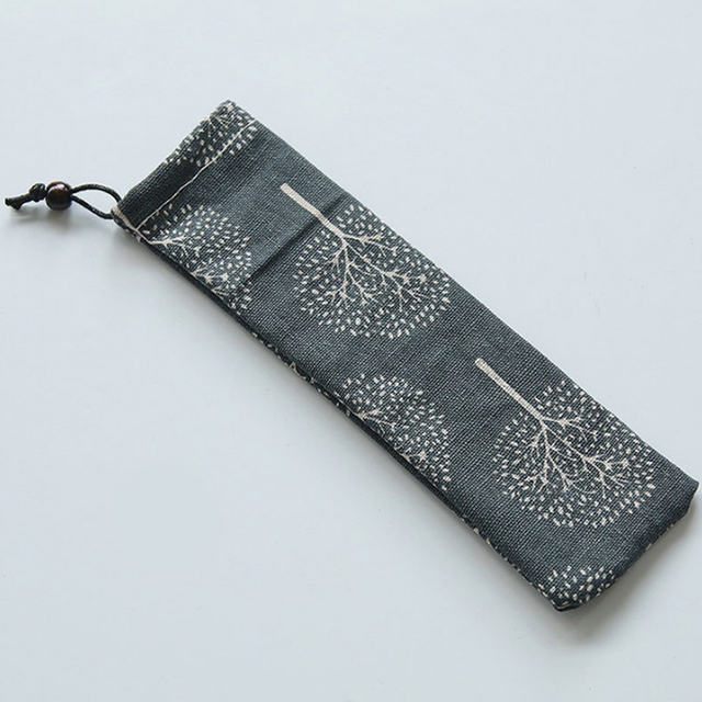 Style Cutlery Bag Reusable Travel Drawstring Pouch for Kitchen Tableware Fork, Spoon, Bamboo Chopsticks, Cleaning Brush