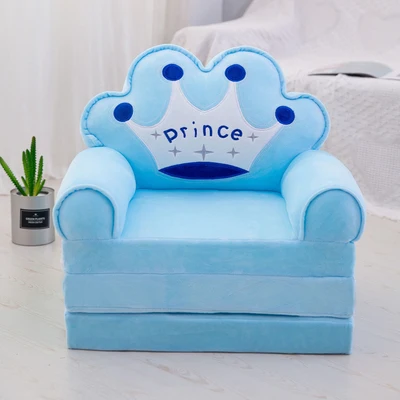 Милый стул, модный детский диван, складной мультяшный стул для детей, Детский диван, детский стул, можно мыть, моющийся стул для детей - Цвет: blue   crown