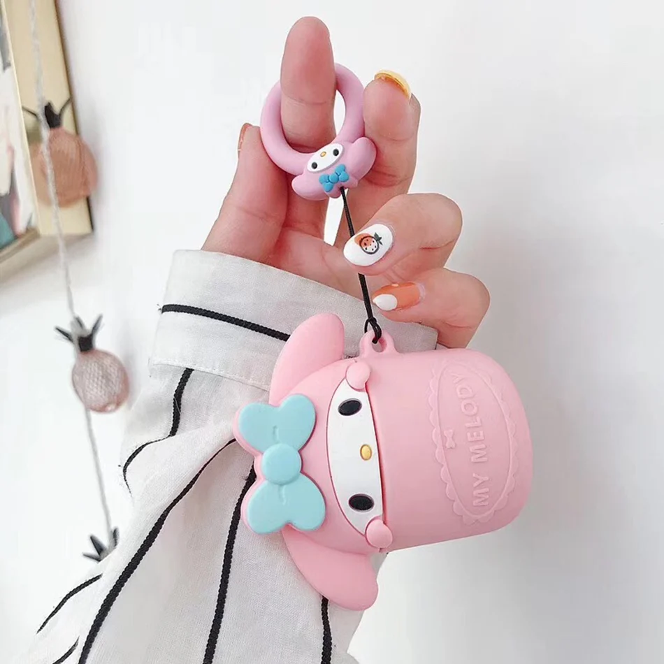 Для AirPods чехол 3D милый чехол для наушников для Apple Airpods 2 Чехол милые Мультяшные беспроводные наушники Fundas с кольцом на палец - Цвет: A6