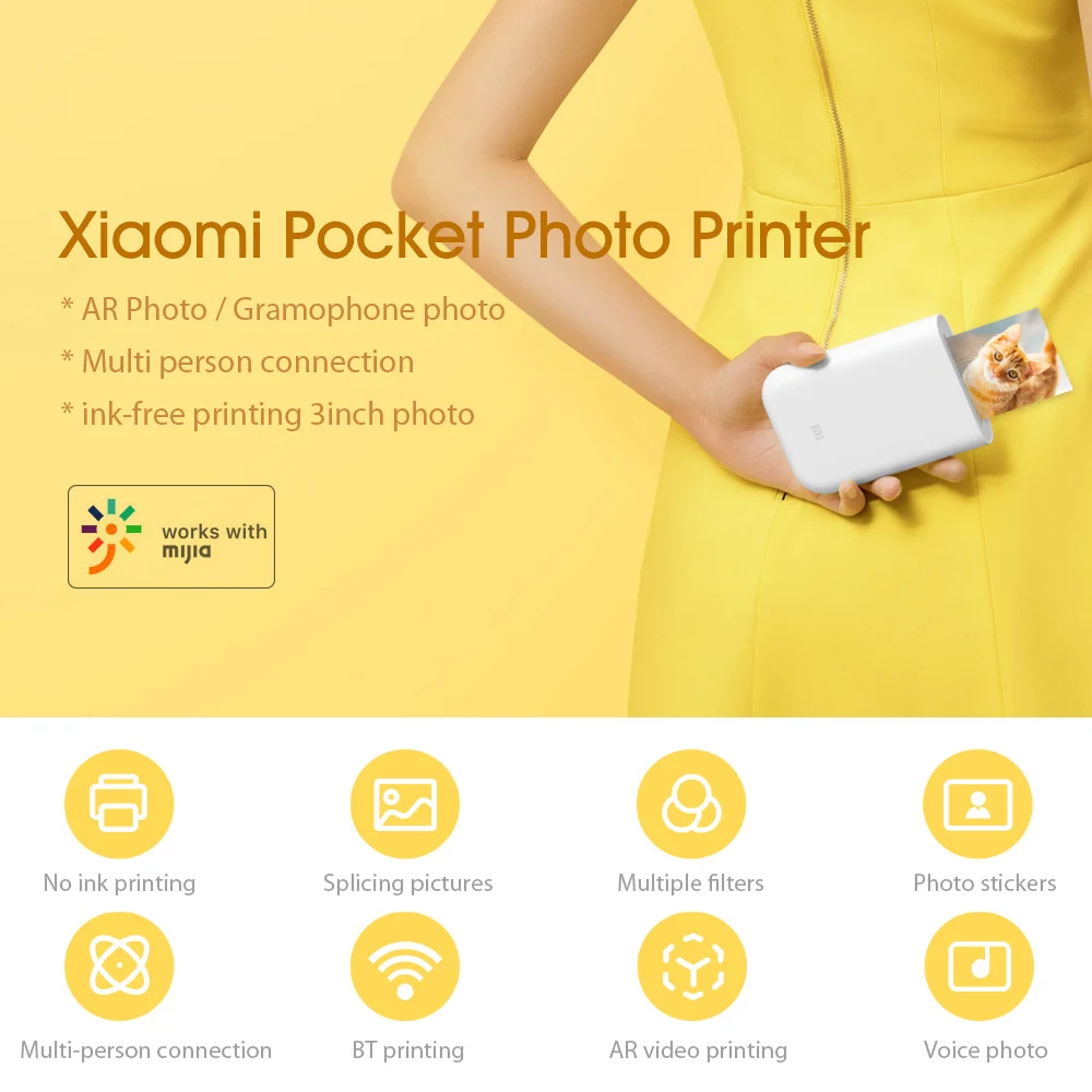 Xiaomi mini impresora fotográfica portátil para movil, impresora térmica  etiquetas adhesivas con Bluetooth, 313 × 400 dpi, Batería de 500 mAh -  AliExpress