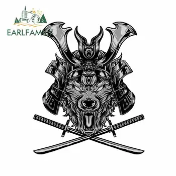 

EARLFAMILY 13cm x 10.8cm Cool Samurai x Wolf Sticker Personality Auto Car Decals Motorcycle Refrigerator JDM VAN Body Decor