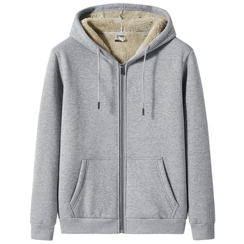 2021 New Winter Basic Thick Warm Hoodie Men Zip Up Fleece Sweatshirts 7XL 8XL Plus Size