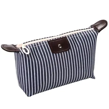

Women Cosmetic Makeup Bag Fashion Striped Portable Foldable Nylon Travel Toiletry Waterproof Case Pouch Storage Bag