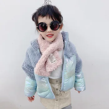 

Kids Winter Jacket for Toddler Girls Children Pink Parkas Girls Winter Coats and Outerwear Blue Parkas Patchwork Woolen Jackets