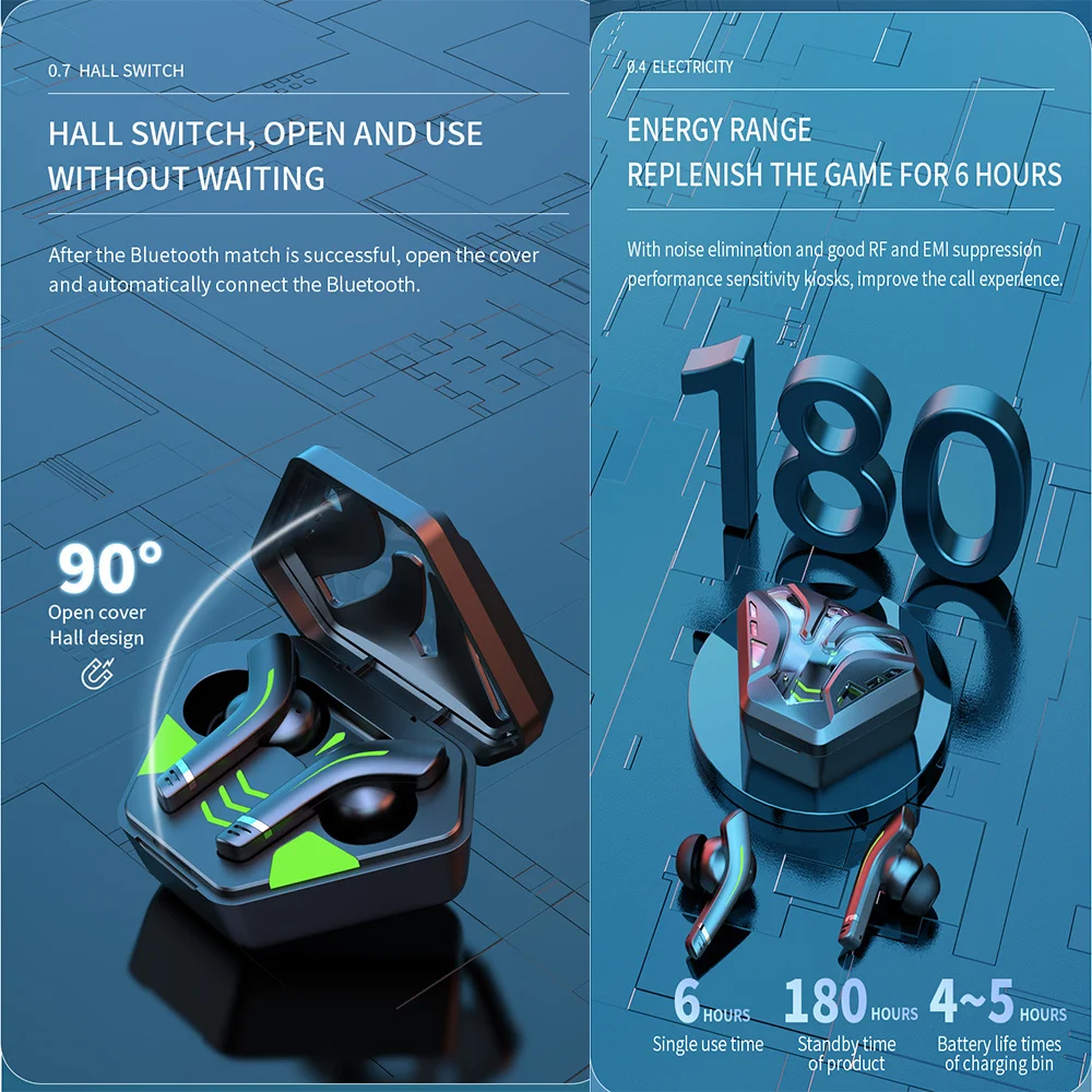 New TWS MD168 Portable Earphones Gaming 