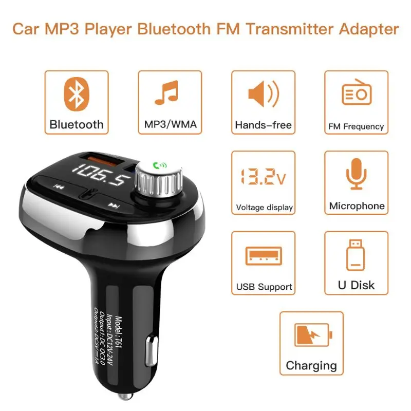 Hands-Free Bluetooth fm-передатчик TF U диск музыка Mp3 плеер универсальный QC 3,0 USB Автомобильное зарядное устройство для iphone смартфон планшет ПК