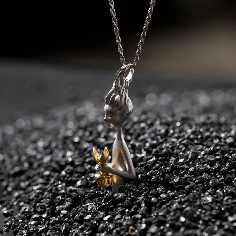 

s925 girl flower necklace