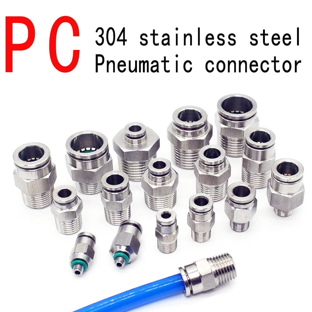304 stainless steel metal PC pneumatic quick coupling 1/8 1/4 3/8