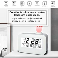 ЖК-проекционные часы прикроватные часы Голосовая активация электронный стол Подсветка функция цифровой будильник проекция времени