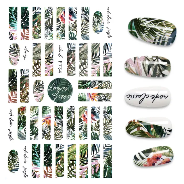 3D Nail Stickers Leaves Butterfly Panda Love Heart Design Stickers For Nails Manicure Foil Nail Art Decor pegatinas para uñas A140741