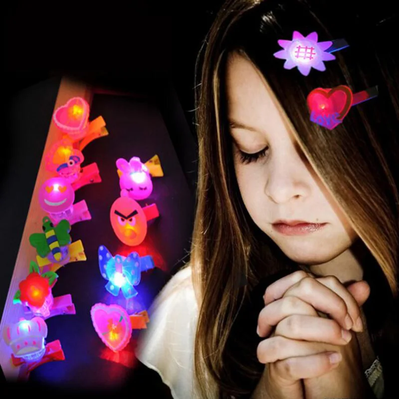 

10Pcs/Set new luminous cartoon LED hairpin toy children Christmas Halloween gift toys at random