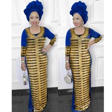 African-Dress Without-Scarf New-Fashion Big Velvet-Stone Elastic