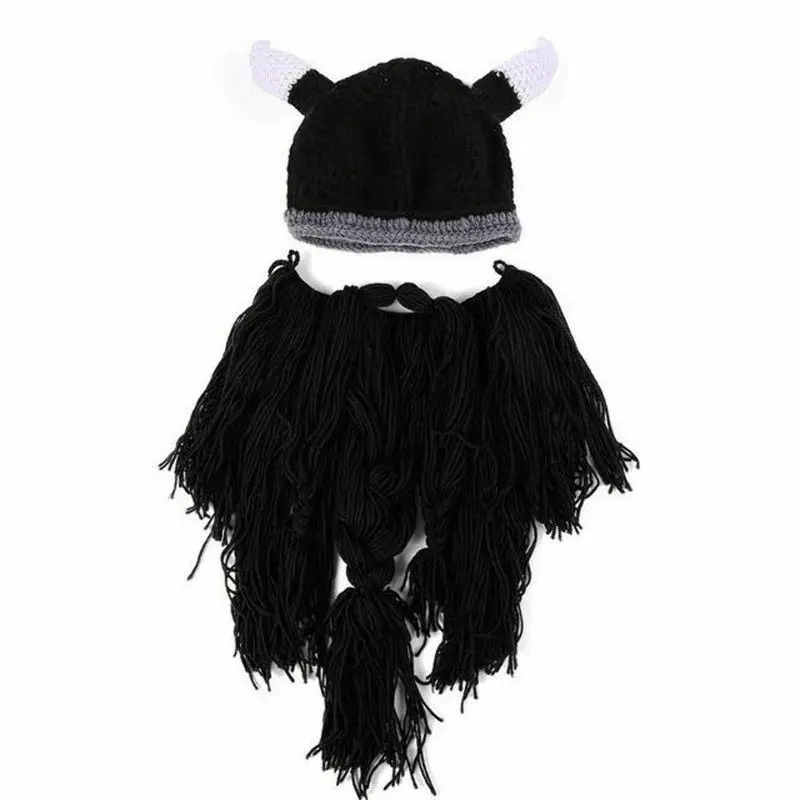 Новая модная повседневная Рождественская вязаная Лыжная Шапка Viking серого или имбирного цвета, вязаная шапка с бородой, зимняя шапка Vagabond Beanie