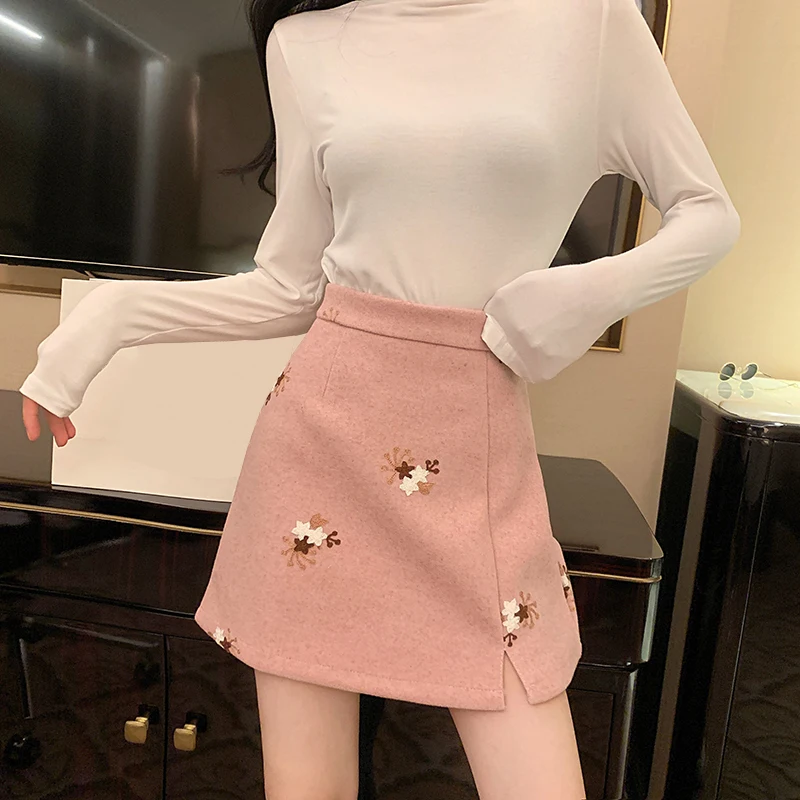 Kawaii, Женская юбка трапециевидной формы с принтом, зимняя, Корейская, Харадзюку, высокая талия, мини юбки, винтажная, Vogue, ампир, выше колена, юбка