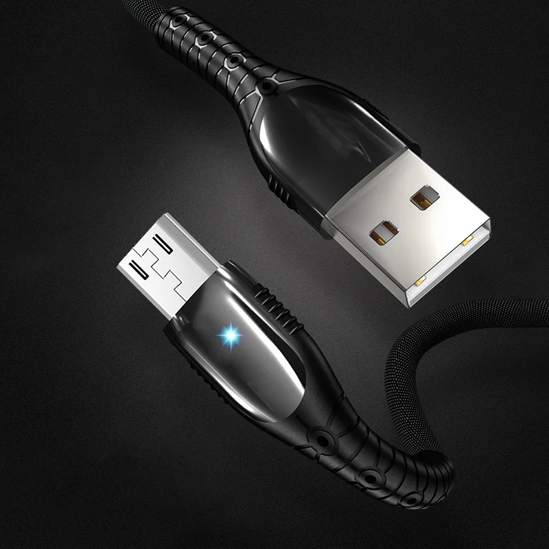 

3A Micro USB Cable With led Indicator For Samsung S6 S7 Mobile Phone Data Micro-usb Cables For Xiaomi Redmi Note 5 Micro Charger