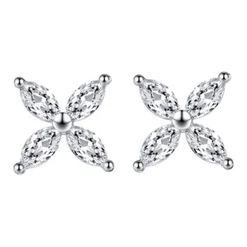

Stud Earring New Hot Sell Trendy Super Shiny Zircon Ice Flower 925 Sterling Silver Earrings for Women Wholesale Jewelry
