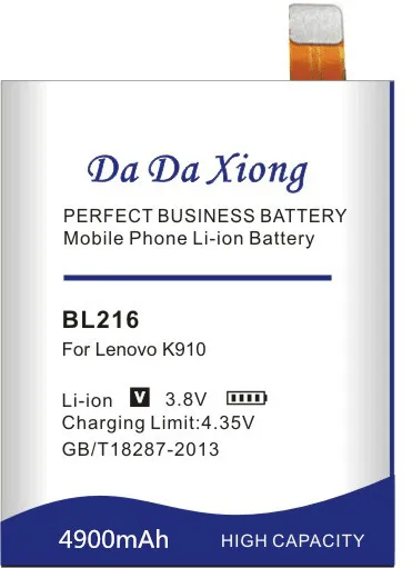 Аккумулятор Da Xiong 4900 мАч BL216 для Lenovo VIBE Z K910 K6 X910 K910e|battery for lenovo|battery forbatteries batteries |