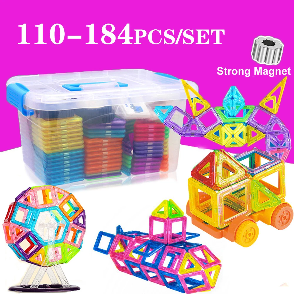 110 184pcs Magnetic Designer Construction Set Model & Building Toy Plastic Magnetic Blocks Educational Magnet Toys For Children|Magnetic| - AliExpress