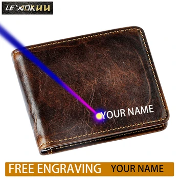 

Oil Wax Leather Unisex Money Clip Wallet Business Card Photo Holder Case Design Front Pocket Wallet Mini Slim Purse Male 1055