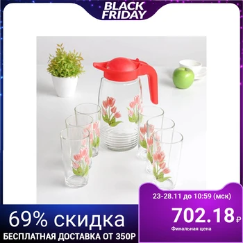 

Drinking set "Spring tulips", 7 items: 1.3 l jug, 230 ml glass 6 pcs