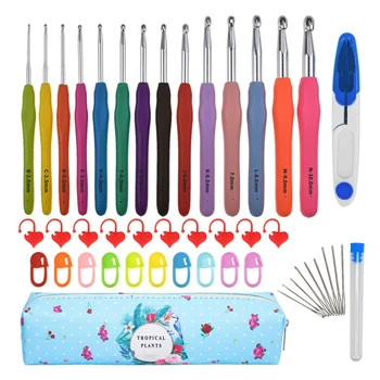 

45 Pack Set 14Pcs Mix 2.0-10.0mm Soft Handle Extra Long Crochet Needles Yarn Weave Knitting Needles Set