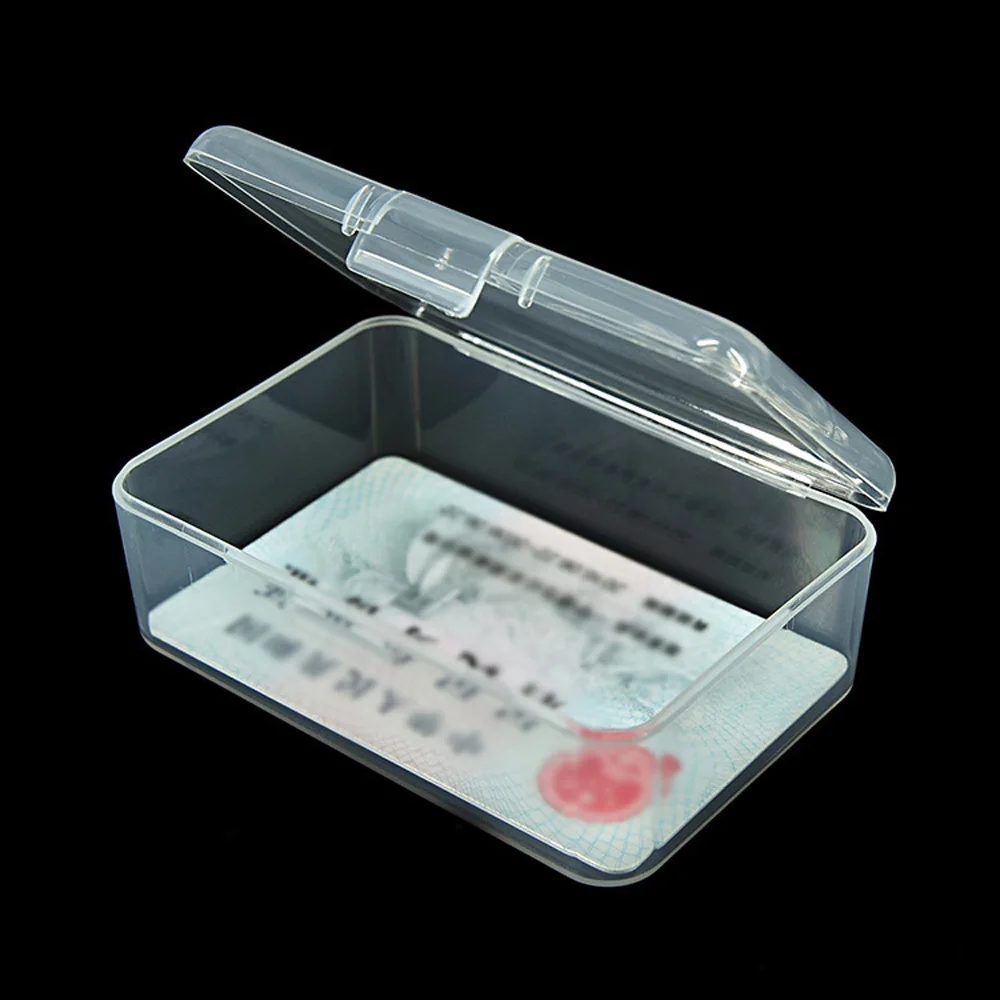 

Rectangular Plastic Transparent Storage Box With Lid Non-toxic ID Card Coins Collection Mini Photos Container Case Holder