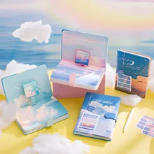 

Gentle Clouds Colorful Sky Notebook A6 PU Leather Journal 196P School Office Planner Gift Free Shipping