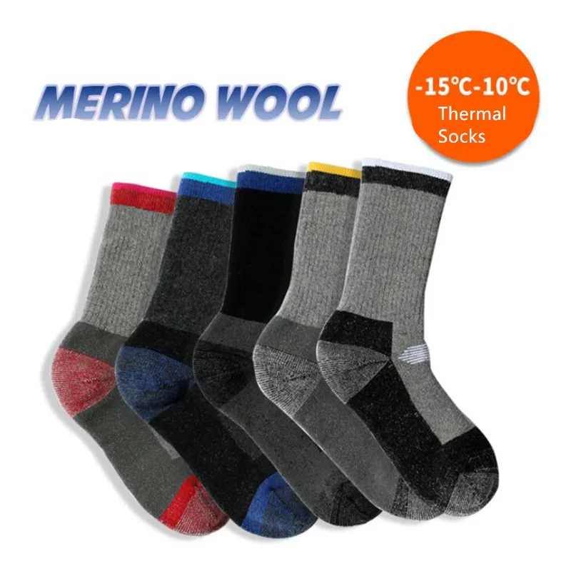 Winter Men Women Merino Wool Thermal Ski Socks Warm Snowboard Hiking Sports Socks Outdoor Thermosocks