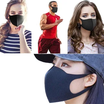 

Black Mouth Mask Breathable Unisex Sponge Bandana Face Mask Reusable Anti Pollution Face Shield Wind Proof Mouth Cover