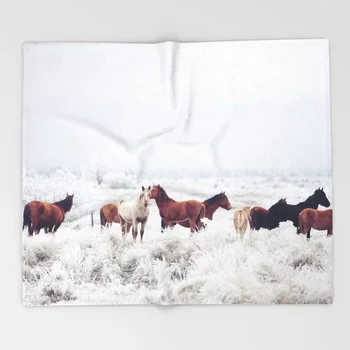 

Horses Blanket Cute Design Winter Horseland Fleece Blankets and Throw Blanket for Beds Christmas Decorations for Home