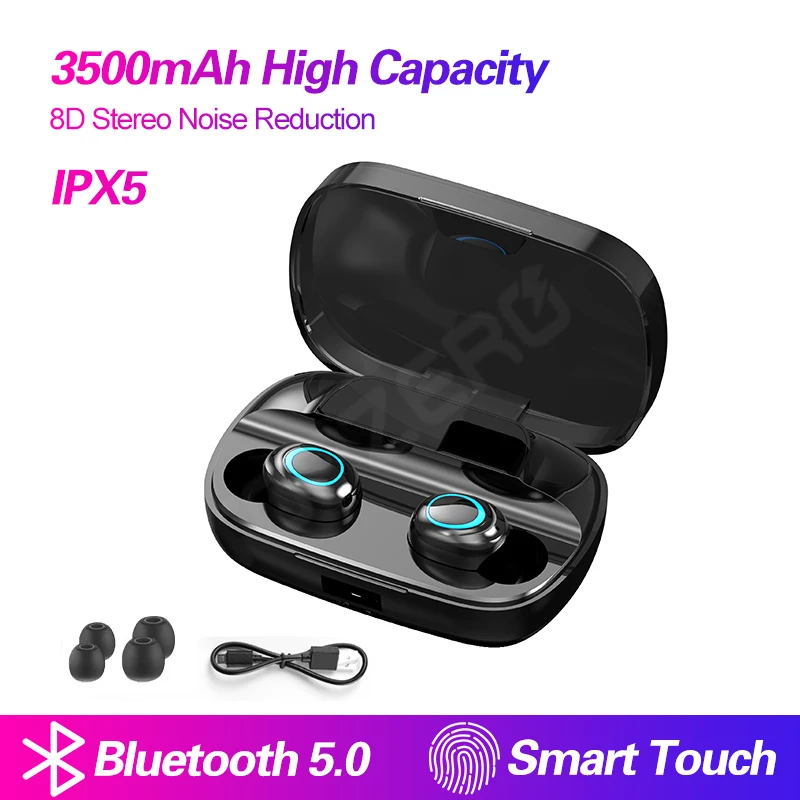No Digital Black S11 Bluetooth наушники сенсорный отпечаток пальца TWS беспроводные наушники 8D Стерео шумоподавление Гарнитура наушники для телефона - Цвет: No Digital Black