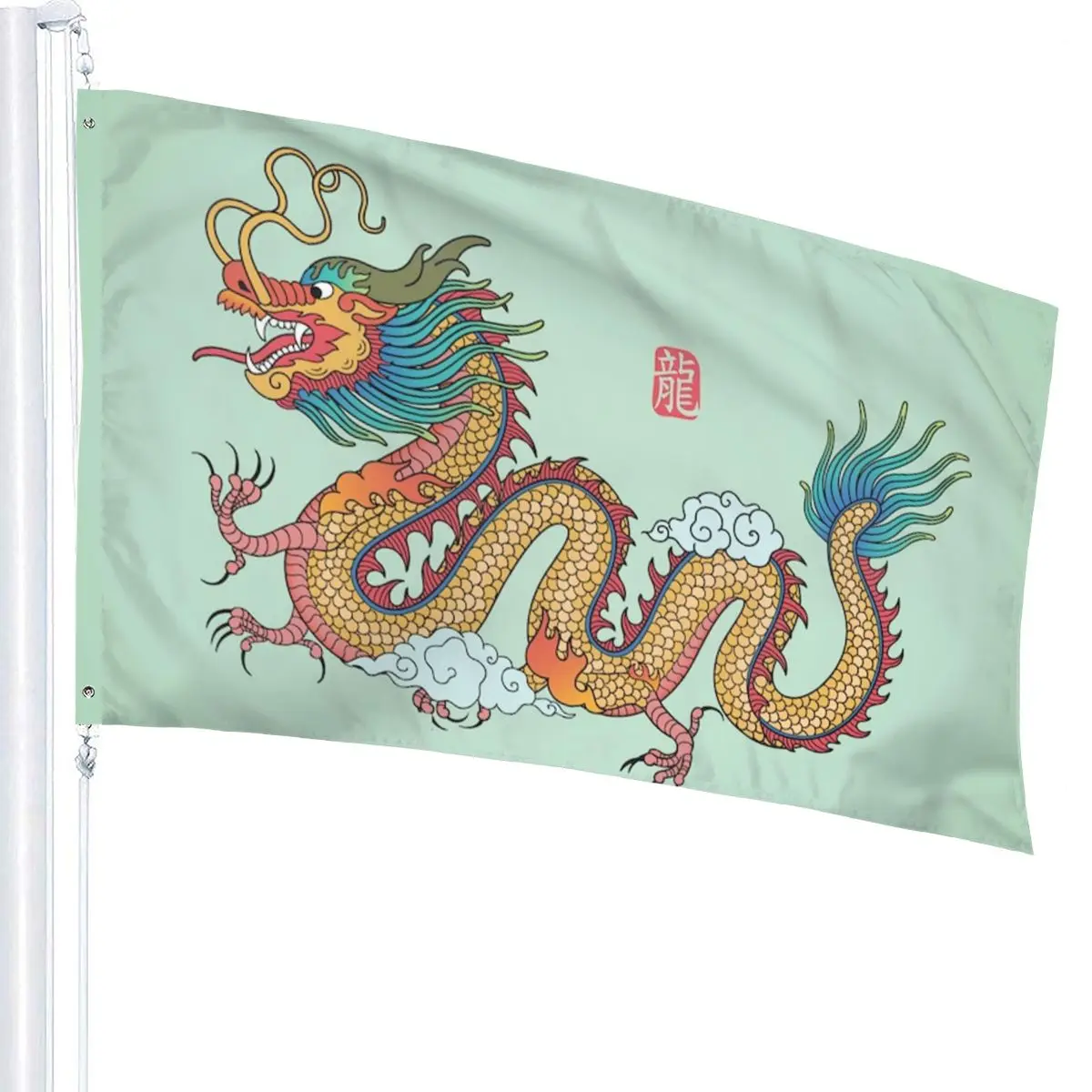 Bandeira de dragão de água e fogo 3 x 5 pés 2 x 3 pés bandeira de casa com  ilhós de latão para decoração interna de casa ao ar livre