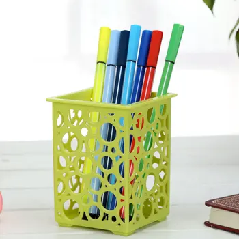 

1PCS Office Home Storage Basket Desktop Plastic Pen Holder Rectangular Flower Sieve Makeup storage7.6*7.6*10.2CM 30