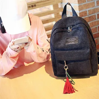 

Women Mini Corduroy Backpack Female Simple Canvas Student Backpacks Ladies Casual Small Travel Bags Backpack For Teenage Girls
