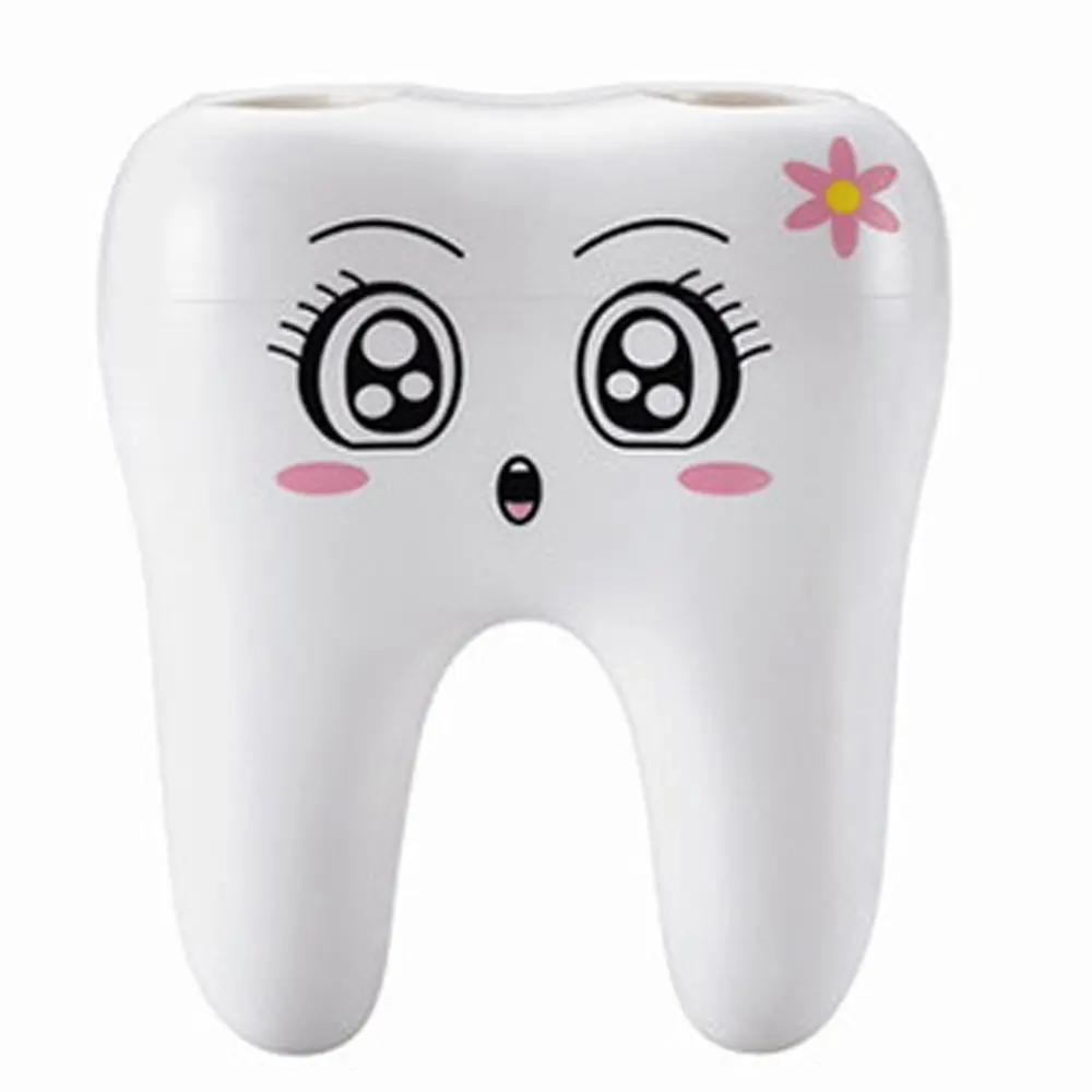 Cartoon Toothbrush Holder Stand Cute Teeth Shape 4 Holes Brush Rack Shelf Shaving Razor Bathroom Accessories Storage Holder