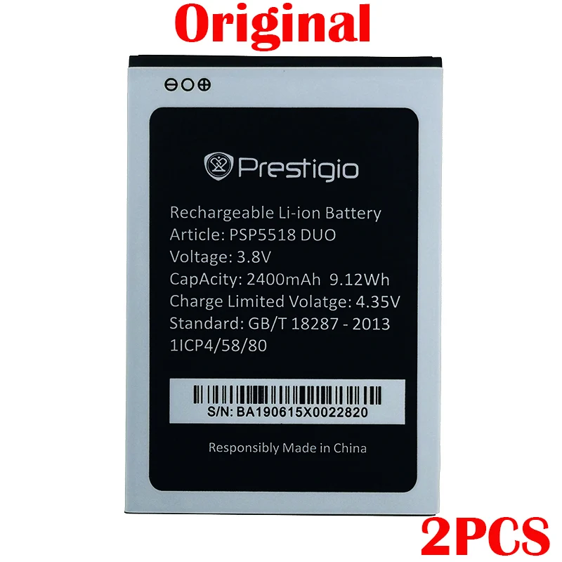 100% Оригинальный аккумулятор 2400 мАч 2 шт. PSP5518 DUO для Prestigio Muze X5 Lte Phone в наличии новая