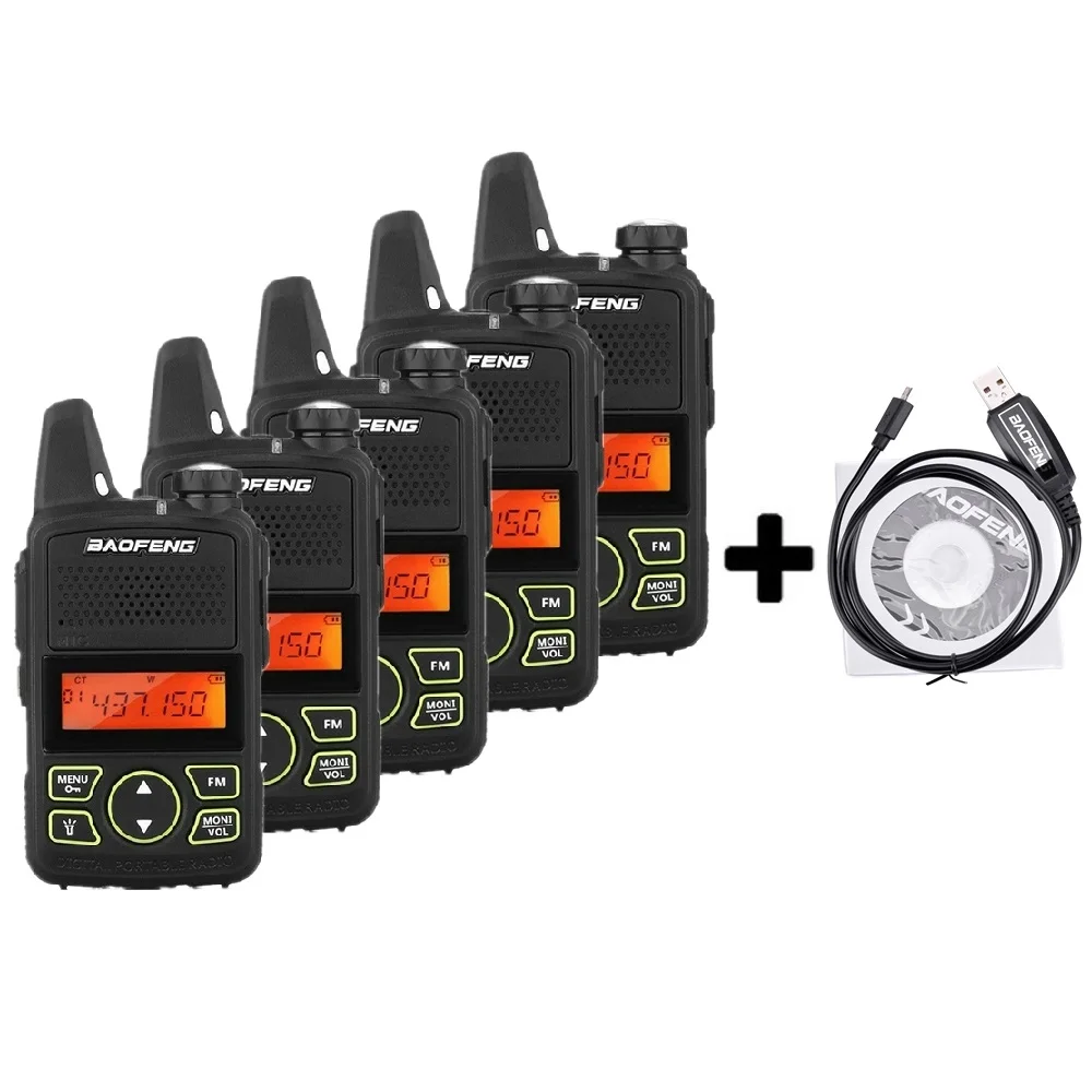 Add a program cable 5 шт. Baofeng BF-T1 Uhf портативная детская рация мини UHF 2 Way Ham радиостанция Baofeng T1 официальный USB BF T1 Walki Talki - Цвет: Add a program cable