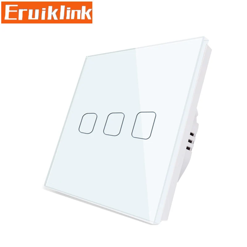 3gang switch white ЕС/Великобритания Стандартный настенный светильник переключатель, 1/2/3 местный 1 позиционный Сенсорный экран переключатель, с украшением в виде кристаллов Стекло Панель один Fireline светильник Сенсор переключатель - Цвет: 3gang switch white