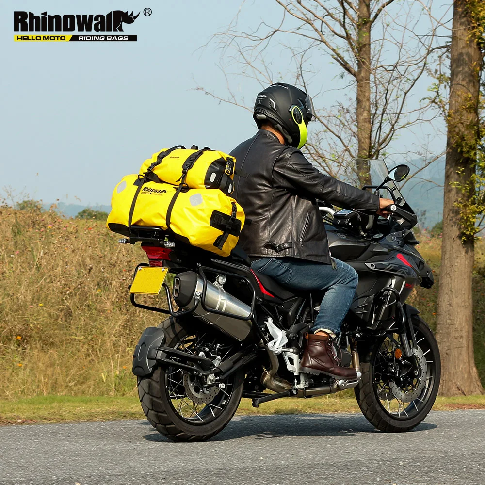 Rhinowalk 65L велосипедная мотоциклетная Сумка на багажник, водонепроницаемая сумка на заднее сиденье, многофункциональная прочная сумка для путешествий с высокой вместительностью