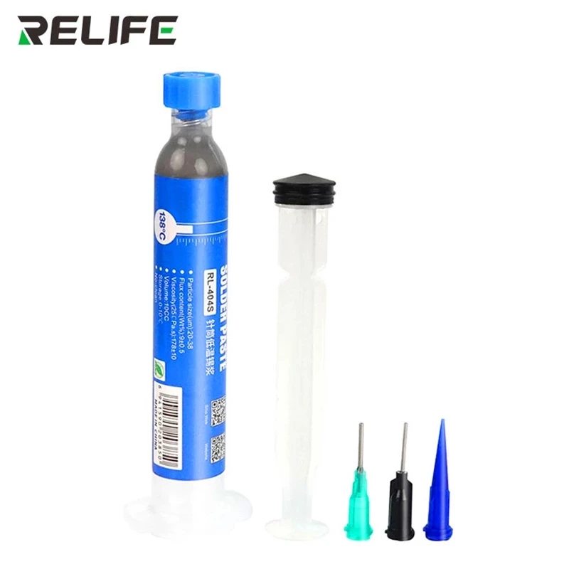 RELIFE BGA Tin Soldering Paste 138℃/183℃/227℃ Lead-Free Low/Medium/High Temperature PCB Repair Welding Flux Syringe Type Solder aluminum electrode Welding & Soldering Supplies