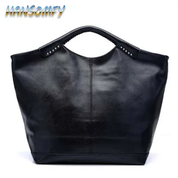 

2019 Fashion High Quality women bag New Hot Black Women handbag pu Rivet package large tote Famous designer Shoulder bag CC-07