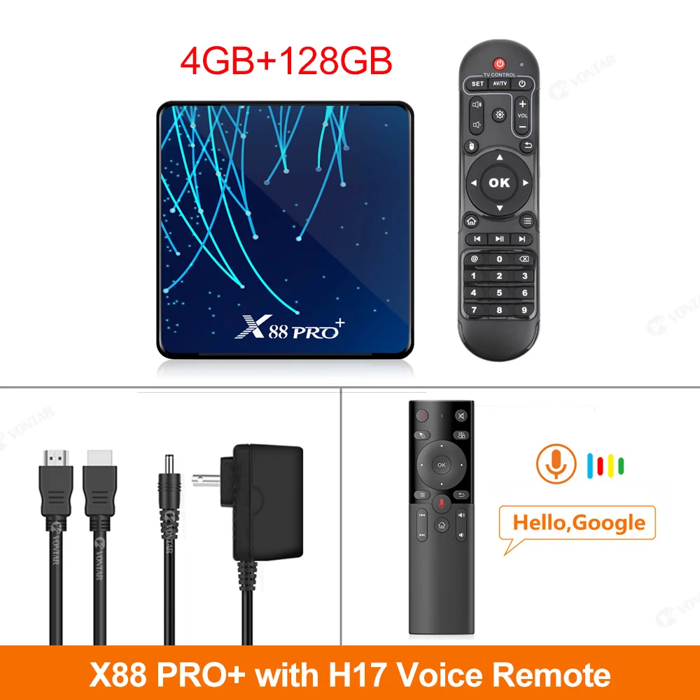 4GB128GBH17 RC X88 PRO Plus Восьмиядерный Android 9,0 ТВ приставка 4 Гб 128 Гб Rockchip RK3368PRO 1080p 4K голосовой помощник Google Netflix 32 Гб телеприставка - Цвет: 4GB128GBH17 RC