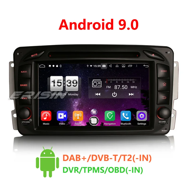

Erisin ES7716C 7" Android 9.0 Octa Core 4GB RAM Car DVD Radio BT for Mercedes BENZ C/CLK/G Class Vito Viano