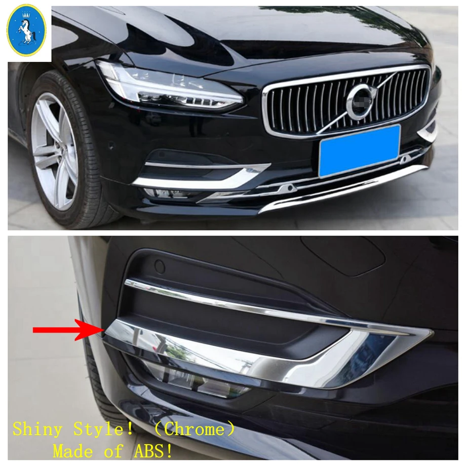 

Yimaautotrims Front Bumper Fog Lights Lamps Frame Cover Trim ABS Chrome Exterior Refit Kit Fit For VOLVO S90 2017 2018 2019