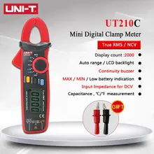 UNI-T UT210C True RMS авто-диапазон цифровой AC/DC напряжение тока мультиметр с NCV температура тесты клещи мультиметр