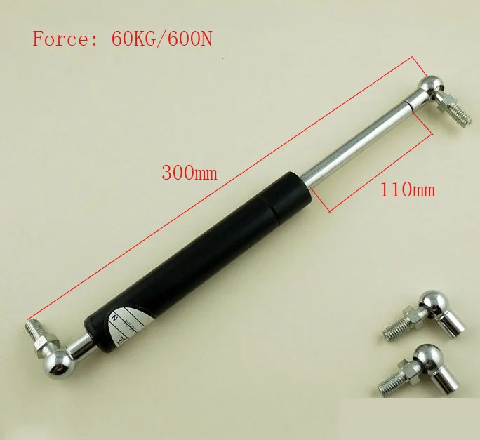 

110mm Stroke 60kg/600n Force Auto Gas Spring Damper Ball Gas Strut Shock Spring Lift Prop Automotive M8 Gas Spring 300mm