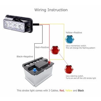

Strobe Strobe Light Side Lamp Protective Pad Screws Waterproof Trucks ABS Shell + PC Lens 4W(1W/LED)