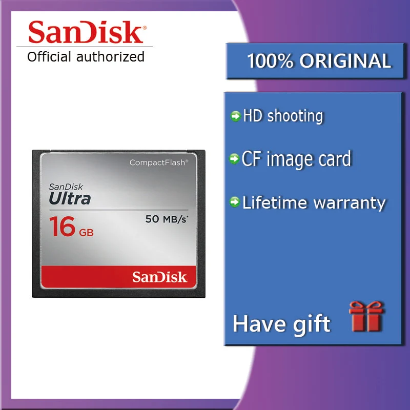 

Original Genuine SanDisk Fit Ultra Memory Card CF Compact Flash Card 50 MB/s cf card 32gb 16gb 8gb Support official verification