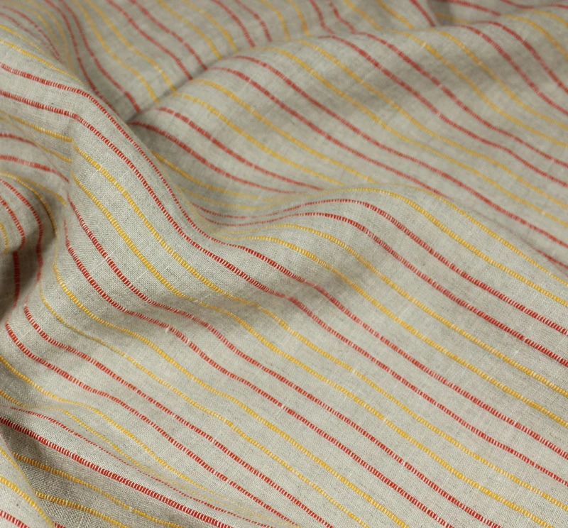 Высокое качество чистый Лен Ткань высокого класса пряжа окрашенная в полоску рубашка, юбка и халат льняная ткань